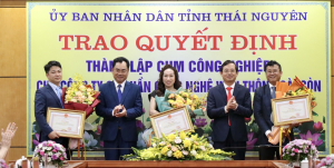 SAIGONTEL NHẬN QUYẾT ĐỊNH THÀNH LẬP 03 CỤM CÔNG NGHIỆP VÀ BẰNG KHEN CỦA CHỦ TỊCH UBND TỈNH THÁI NGUYÊN