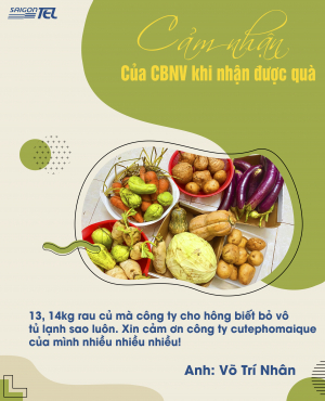 CBNV VPHCM GỬI LỜI CẢM ƠN ĐẾN BLĐ KHI NHẬN ĐƯỢC THỰC PHẨM